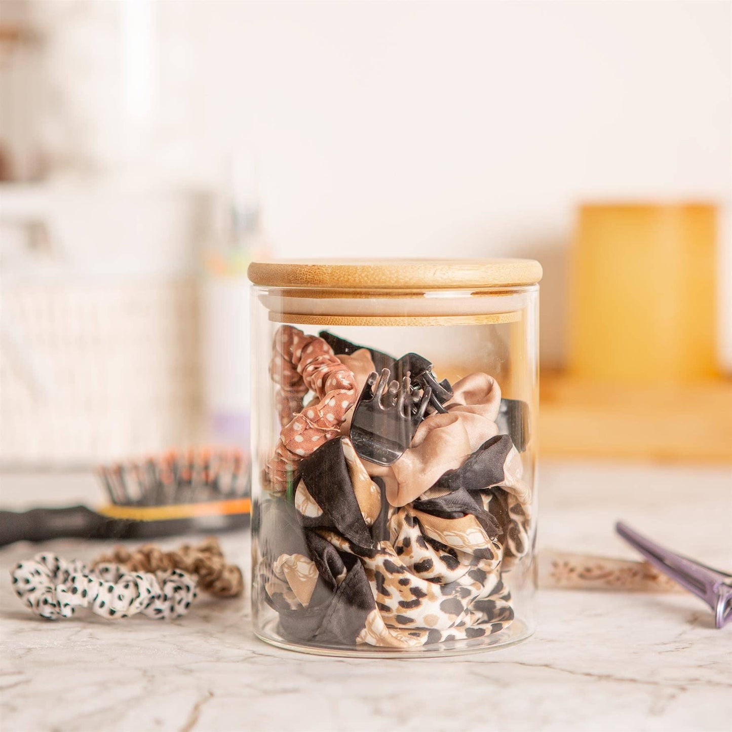 Scandi Glass Storage Jar with Wooden Lid - 750ml