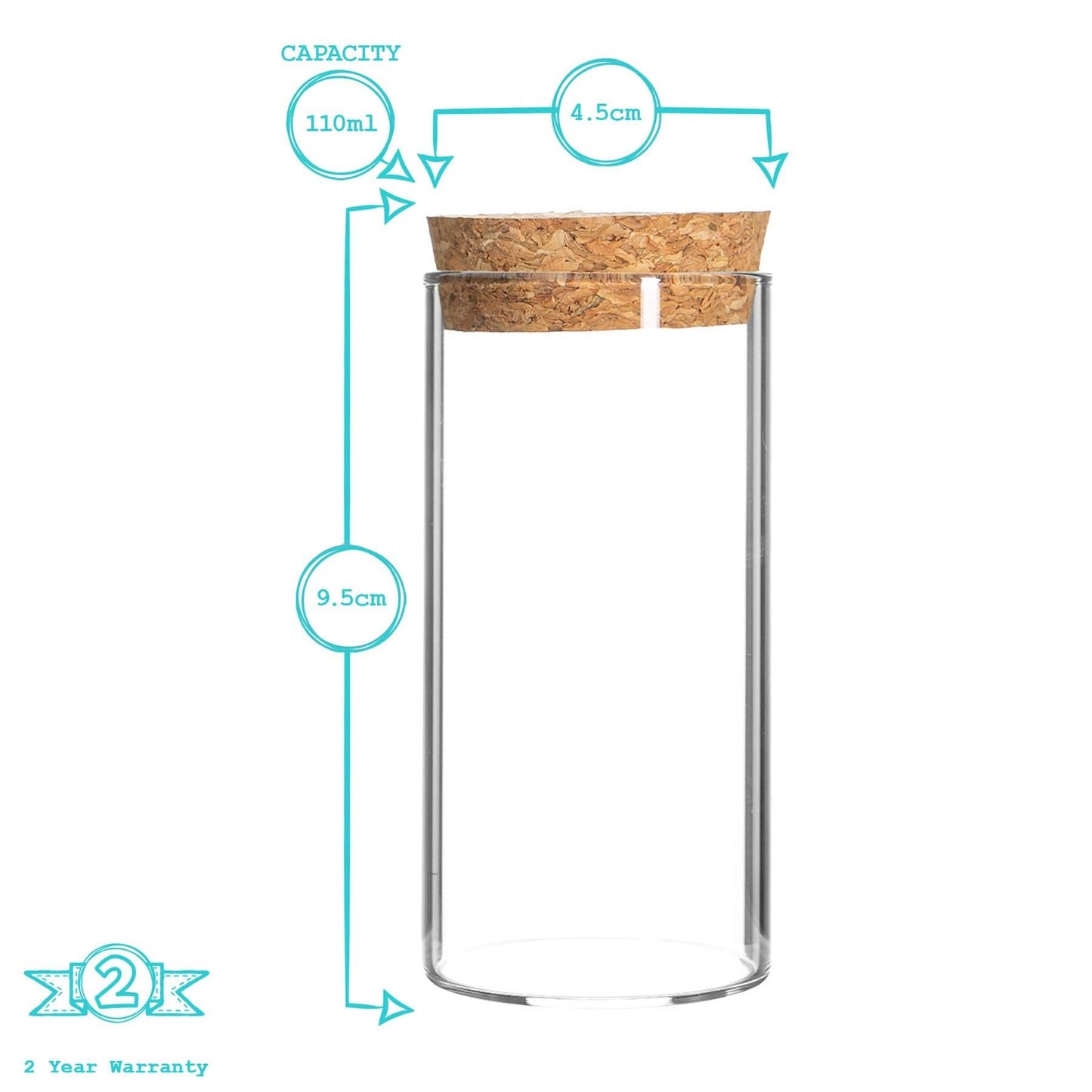 Argon Tableware Glass Storage Jar with Cork Lid - 110ml