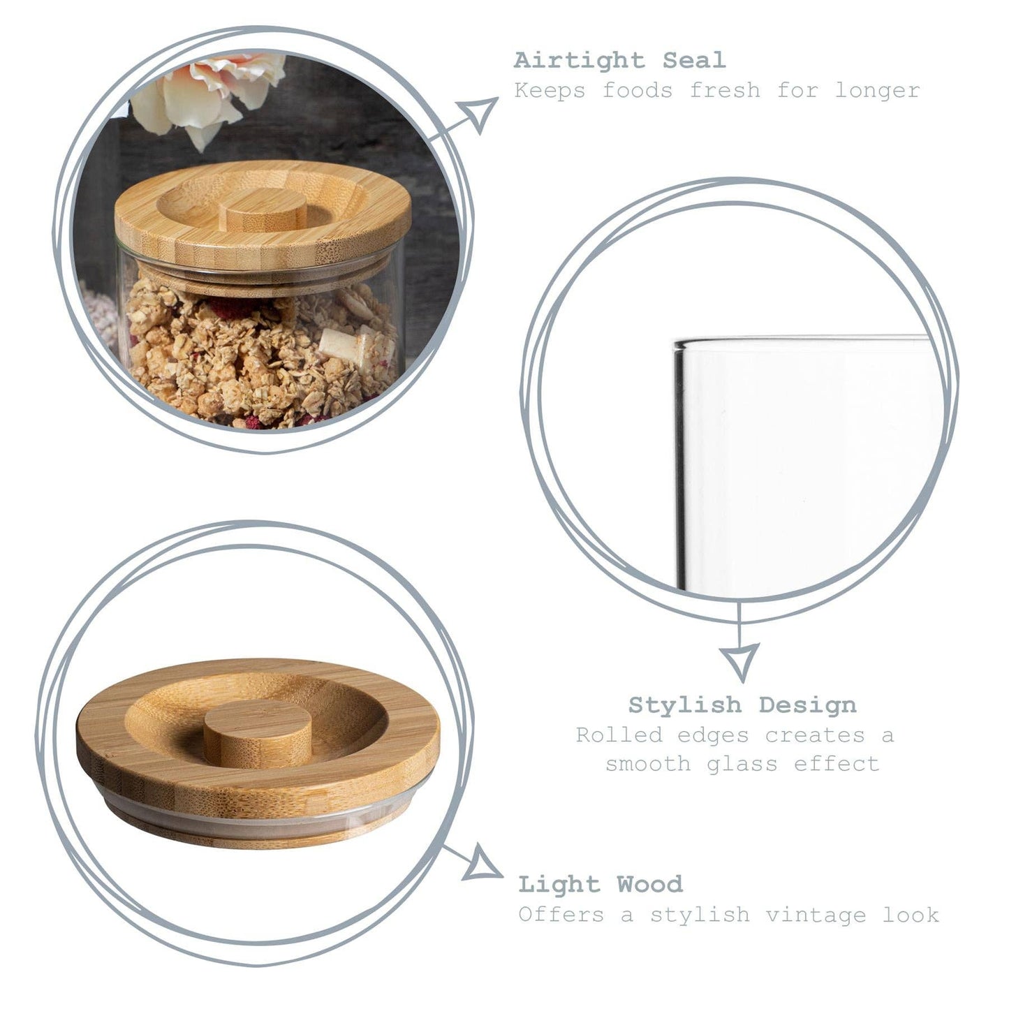 Glass Storage Jar with Wooden Lid - 1 Litre