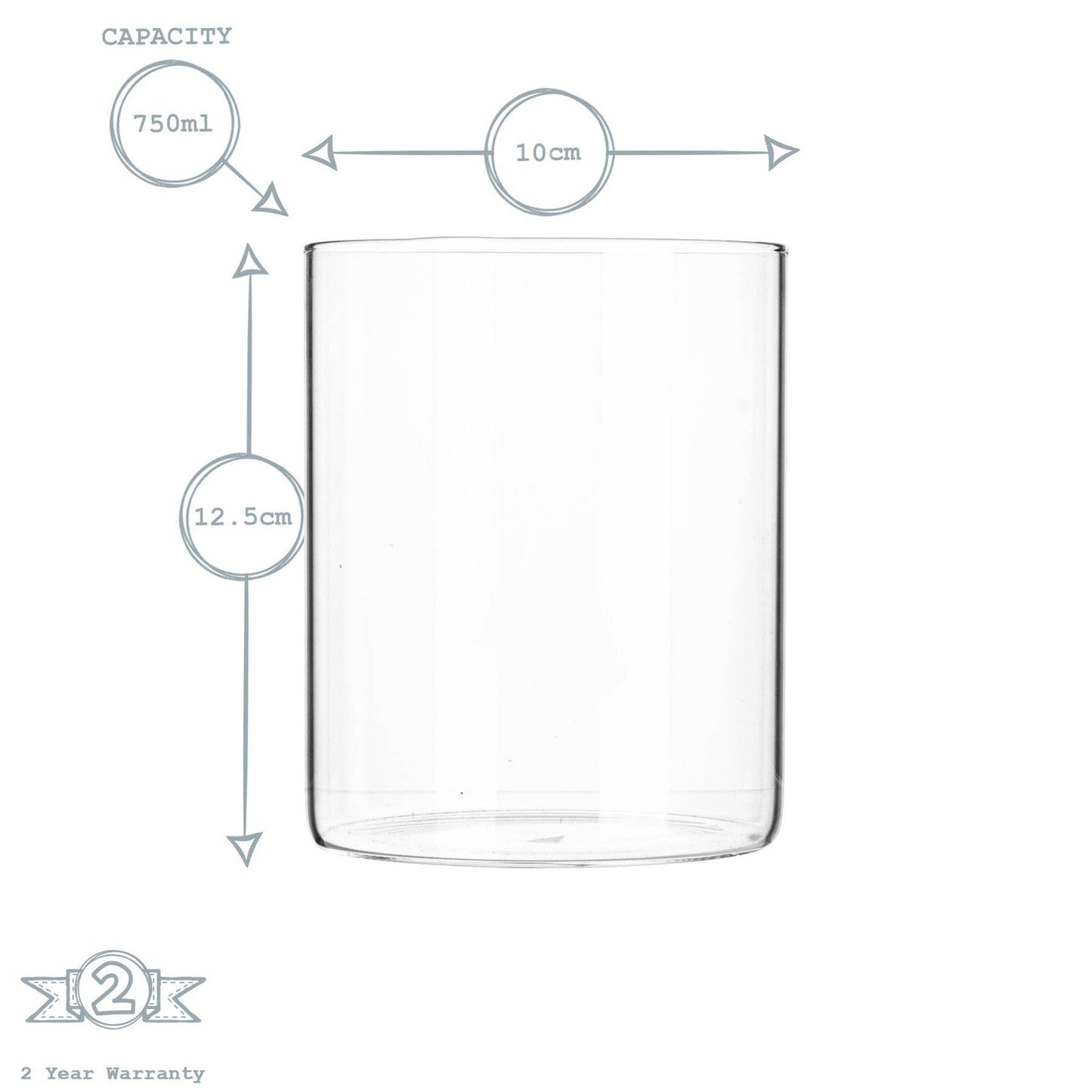 Argon Tableware Glass Storage Jar with Wooden Lid - Leather Loop - 750ml