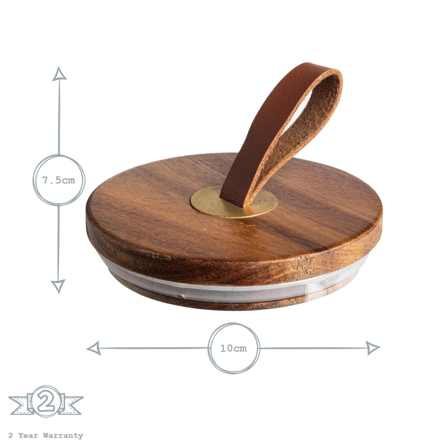 Argon Tableware Glass Storage Jar with Wooden Lid - Leather Loop - 750ml