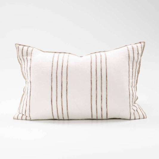 Rock Pool Linen Cushion 40cm x 60cm | White/Natural Stripe