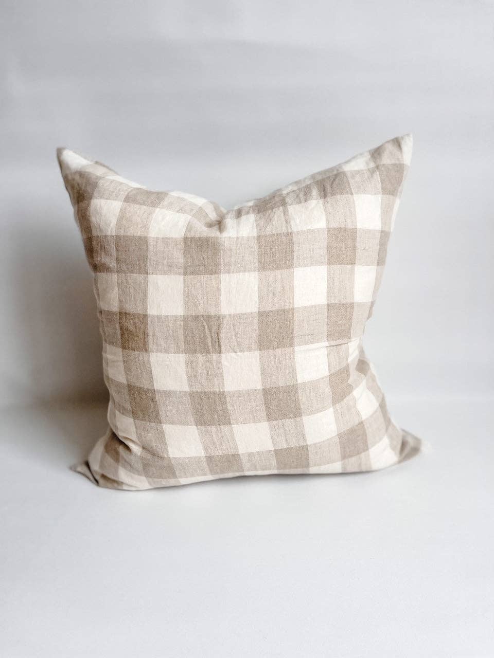 Linen Cushion - Natural Gingham