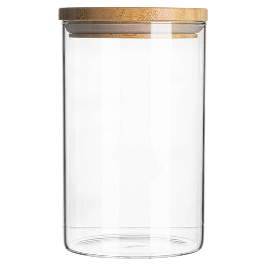 Glass Storage Jar with Wooden Lid - 1 Litre