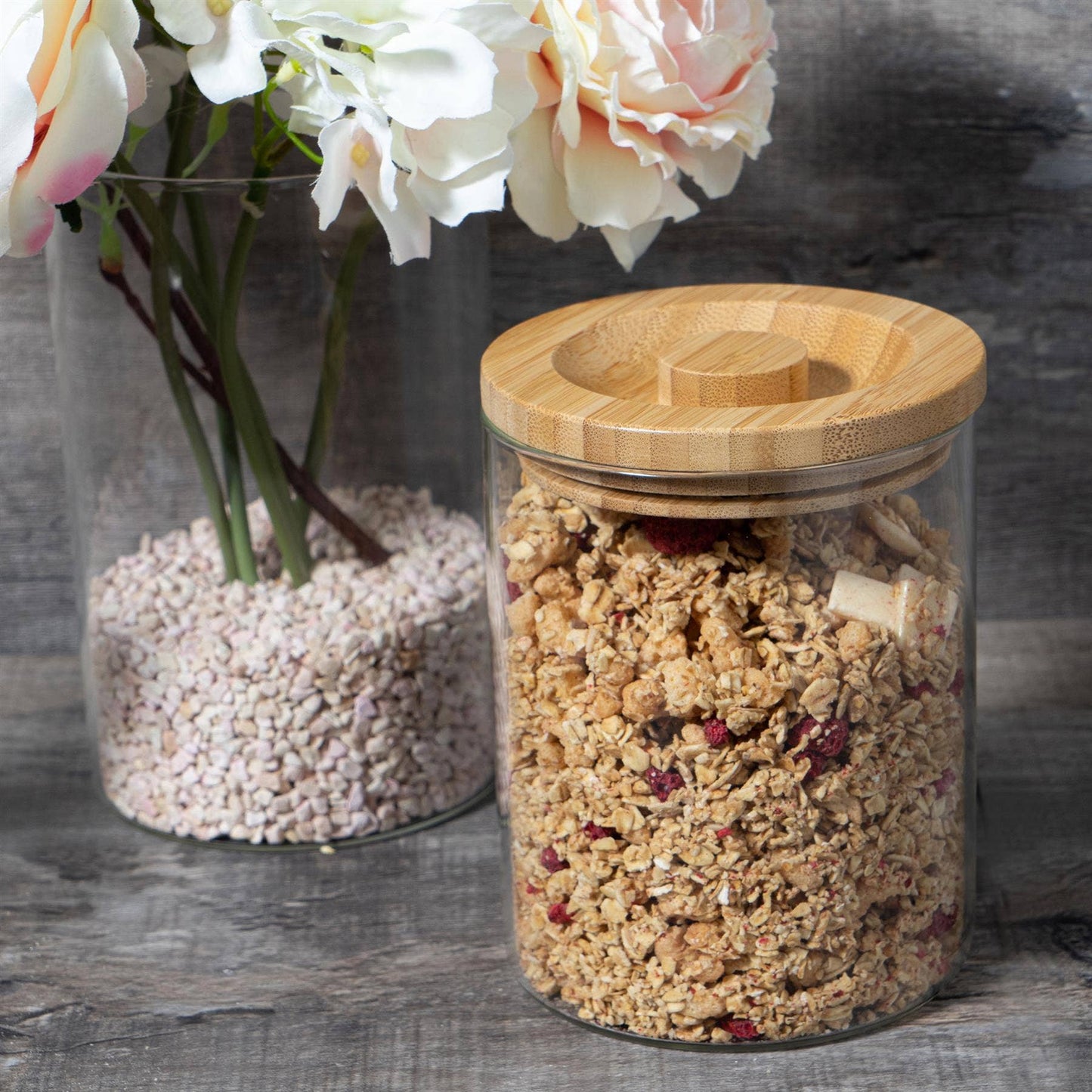 Glass Storage Jar with Wooden Lid - 1 Litre