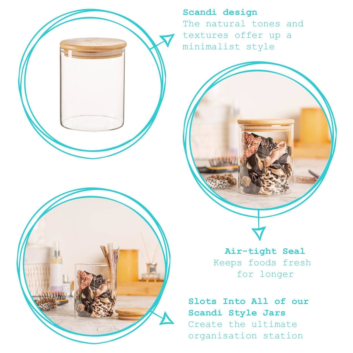Scandi Glass Storage Jar with Wooden Lid - 750ml