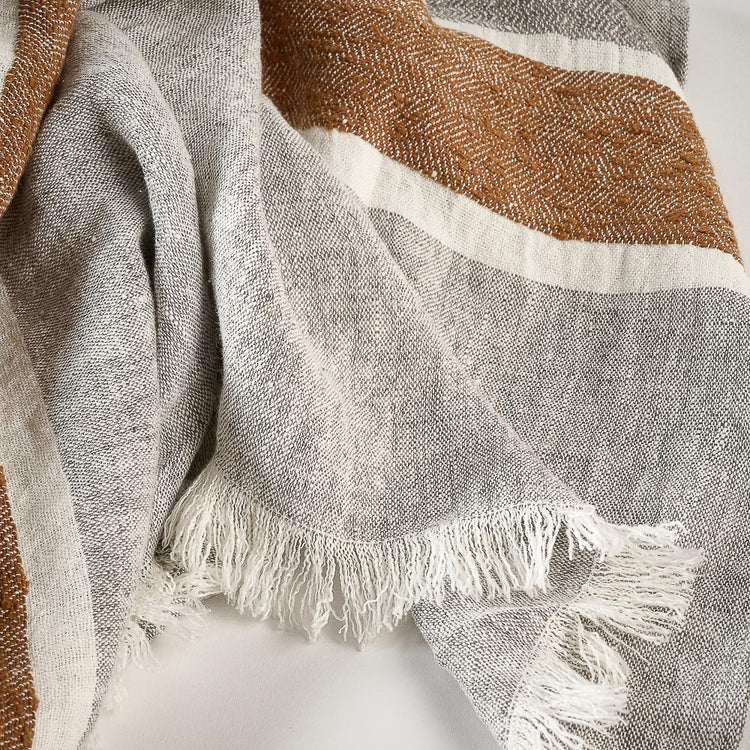 Magnus Linen Throw | Slate/Nutmeg
