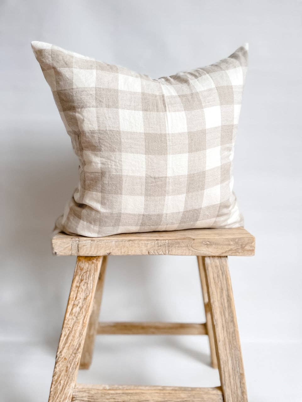 Linen Cushion - Natural Gingham