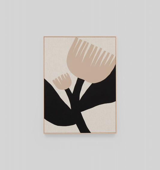 Framed Screenprint | Bold Floral Taupe 1