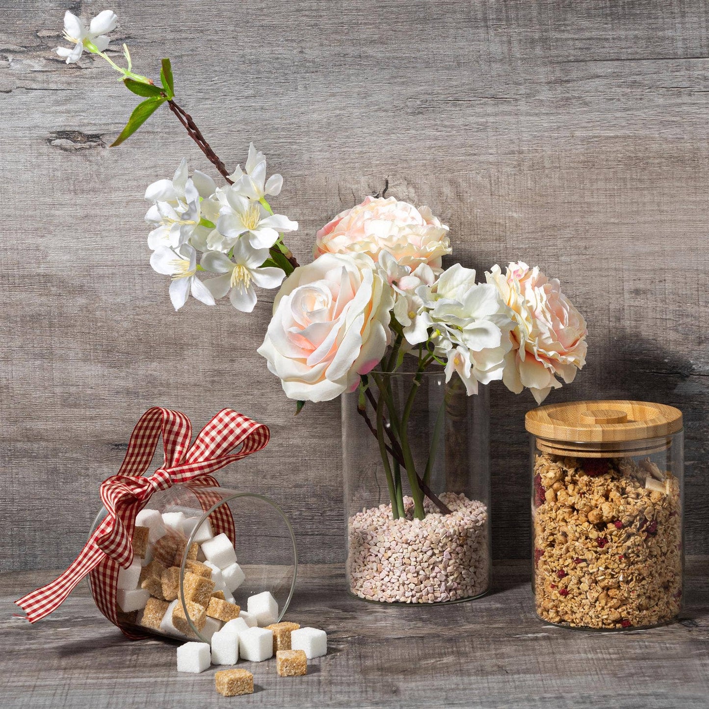 Glass Storage Jar with Wooden Lid - 1 Litre