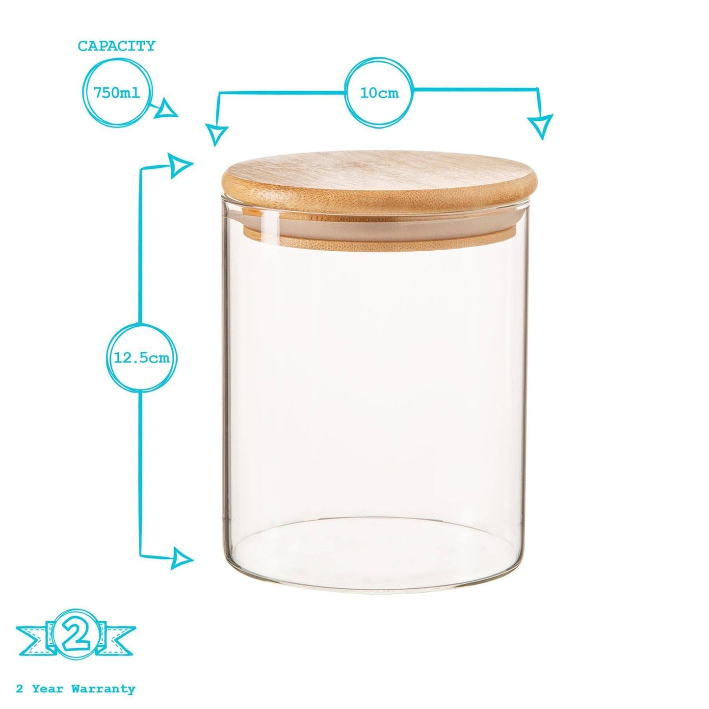 Scandi Glass Storage Jar with Wooden Lid - 750ml