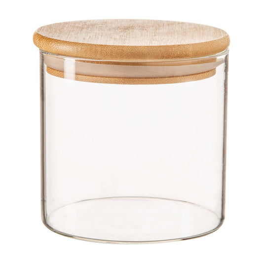 Scandi Glass Storage Jar with Wooden Lid - 550ml