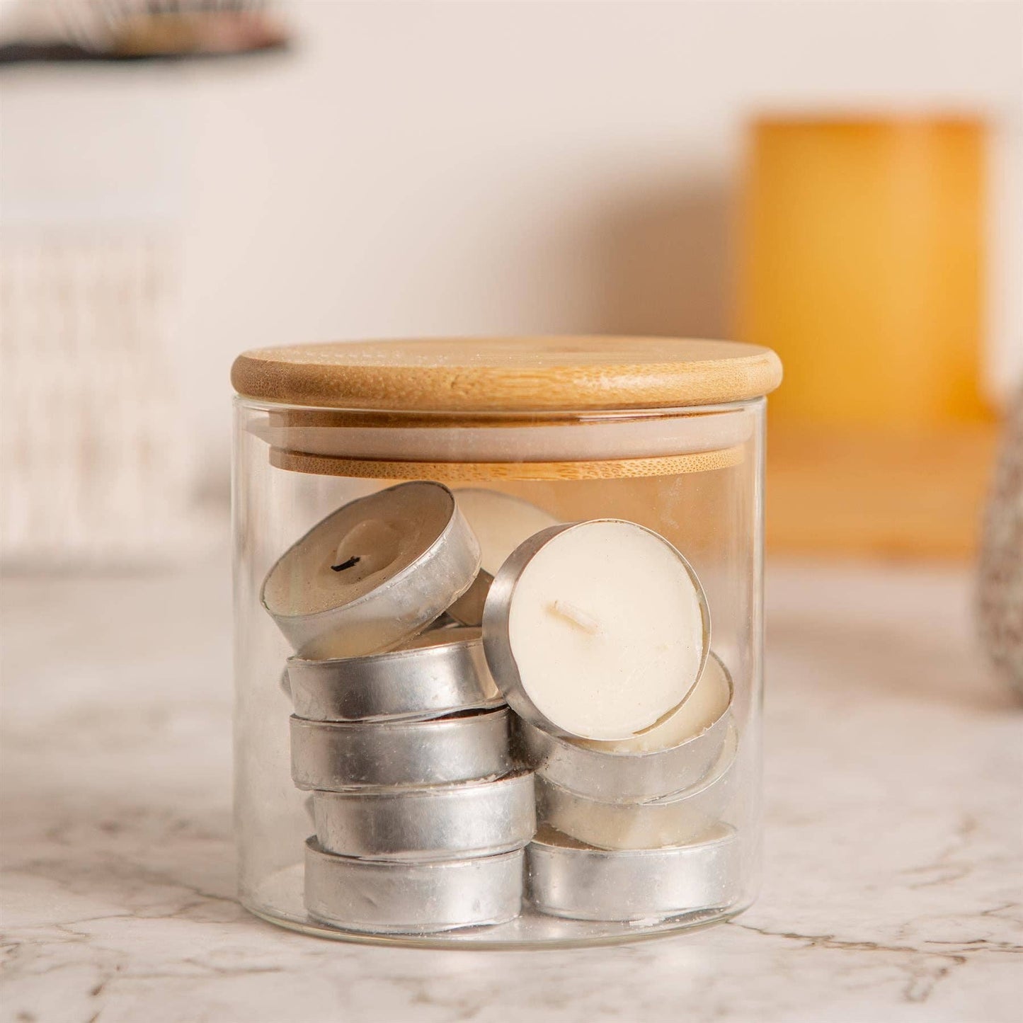 Scandi Glass Storage Jar with Wooden Lid - 550ml