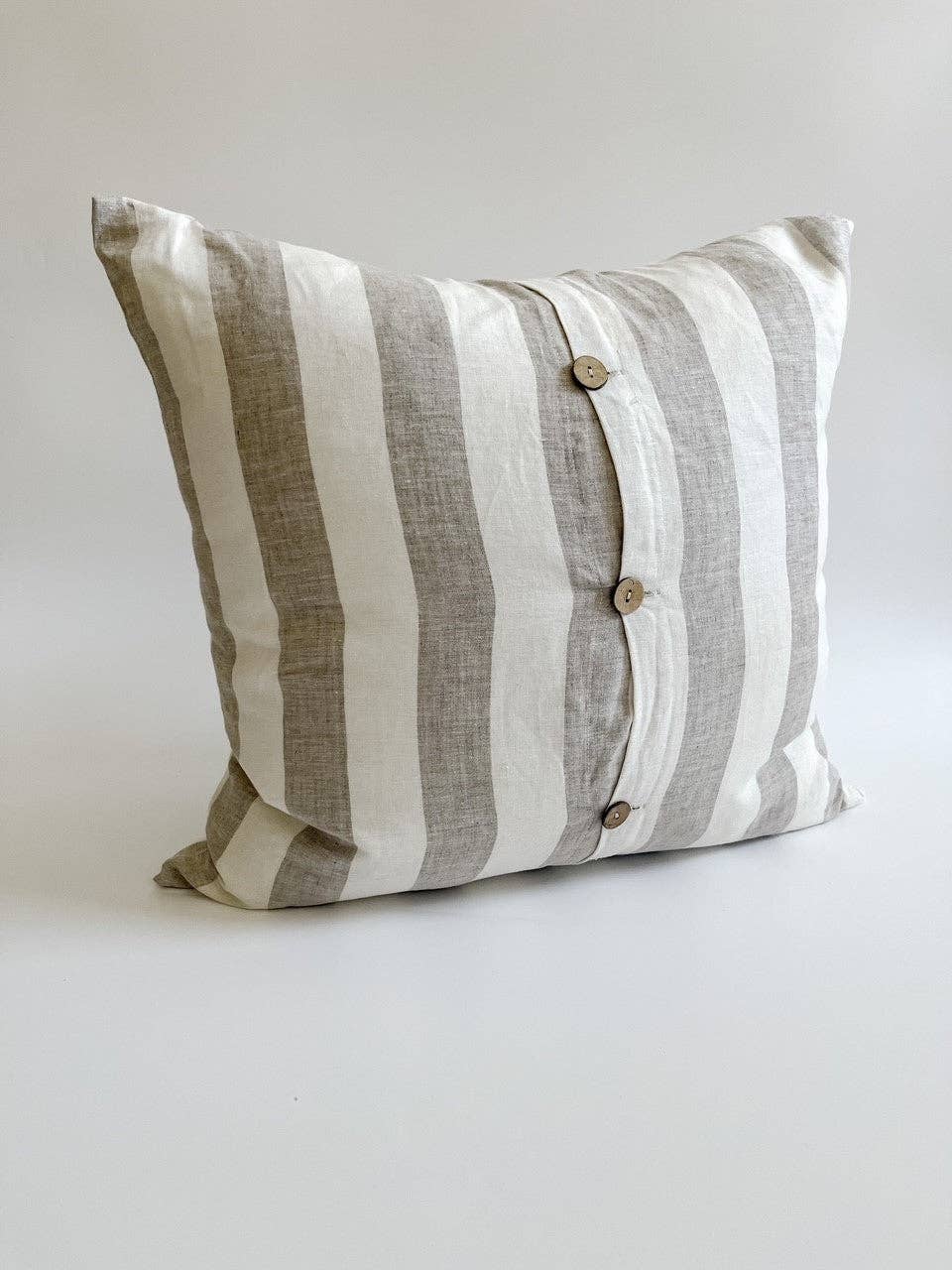 Linen Cushion  - Wide Natural Stripe