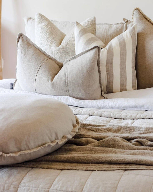 Linen Cushion  - Wide Natural Stripe